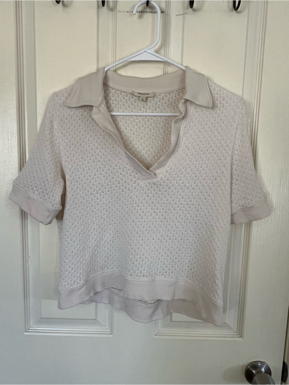 Madewell Collared Pointelle Sweater Tee Ivory Size Small - Picture 7 of 10